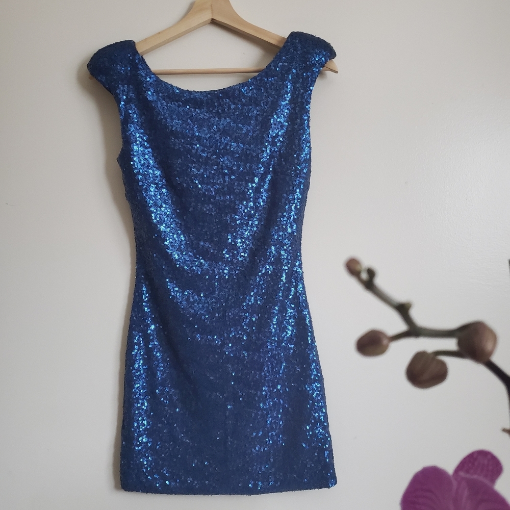 Blue sequinned MINKPINK dress